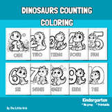 Dinosaur Coloring Pages Counting 1 to 10,Kindergarten worksheet