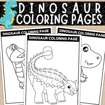 Preview of Dinosaur Coloring Pages For Kids | 8 Pages