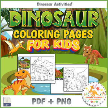 Preview of Dinosaur Coloring Pages For Kids | Dinosaur Activities!