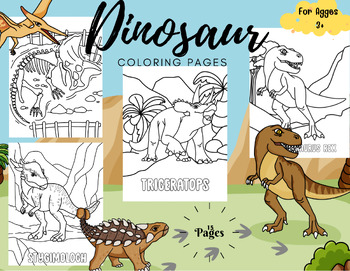 Preview of Dinosaur Coloring Pages for Kids Fun and Educational Activities for Ages 3-12