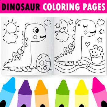 Preview of Dinosaur Coloring Pages for Toddlers and Kids | Cute Dinosaur Coloring Book