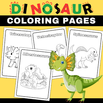 Preview of Dinosaur Coloring Pages with Names. Printable Worksheets for All Grades