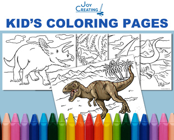 Preview of Dinosaur Coloring Sheets Kids Digital Realistic, JPG, Printable, Fun Crafts
