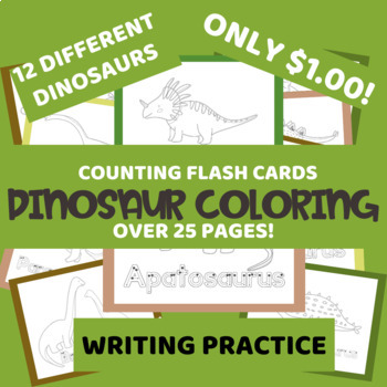 Preview of Dinosaur Coloring Sheets - Writing, Coloring, Math, Craft Activities