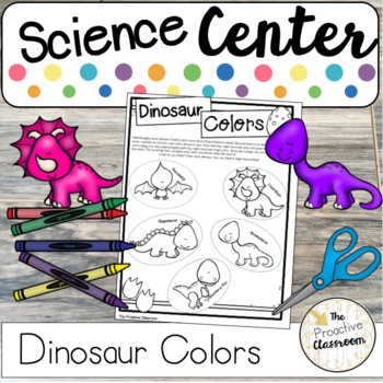 Preview of Dinosaur Colors | Science Center | Art Center | Preschool | Fine Motor | Cutting