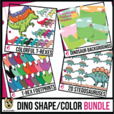 Dinosaur Colors, Shapes, and Backgrounds Clipart Bundle