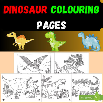 Preview of Dinosaur Colouring Pages /Inglish UK/2024