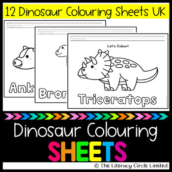 Preview of Dinosaur Colouring Sheets Uk Spelling
