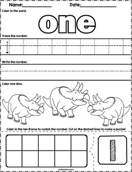 dinosaur count write math worksheets by prekautism tpt