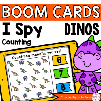 Preview of Dinosaur Kindergarten Math Games | Counting Boom Task Cards