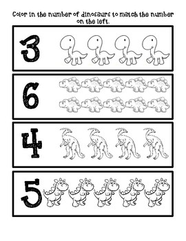 Dinosaur Counting and Coloring Activity Sheet | TpT