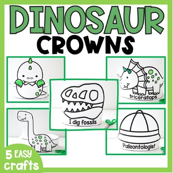 Preview of Dinosaur Crafts for Preschool Kindergarten Printable Crowns Dino Play Activities
