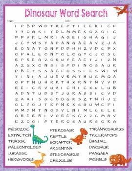 Dinosaurs Activities Crossword Puzzle and Word Search Find | TpT