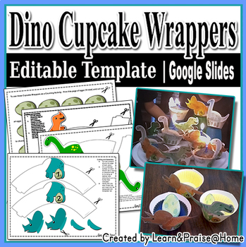 Preview of Dinosaur Cupcake Wrapper Edit Template | Themed Party, Counting Game, Birthday