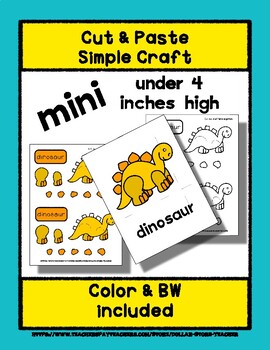 Preview of Dinosaur - Cut & Paste Craft - Mini Craftivity for Pre-K & Kindergarten