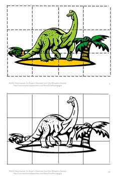 Dinosaurs Cut Paste Puzzles Kindergarten Preschool Special Education