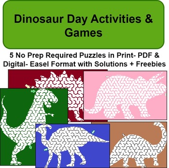 Preview of Dinosaur Day 2024 End of Year Activities & Games: No Prep Print & Easel