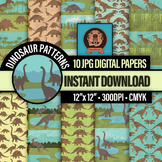 Handmade Mesozoic Animals Patterned Papers, Earth History 