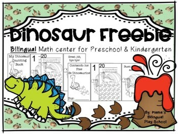 Preview of Dinosaur - Dinosaurio Math Center FREEBIE | Activities for Preschool and Kinder