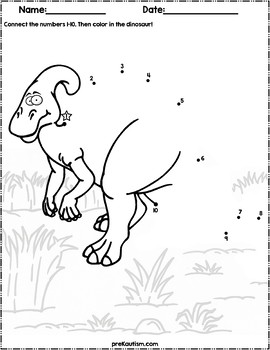 dinosaur dot to dot 1 10 by prekautism teachers pay teachers