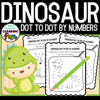 Preview of Dinosaur Dot to Dot by Numbers Activities Worksheets