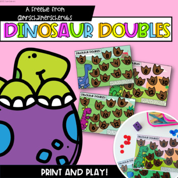 Preview of Dinosaur Doubles Math Game | FREEBIE |