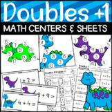 Doubles Plus One Math Game, Worksheets, Center Sort Dinosa