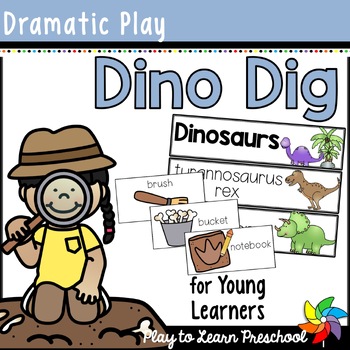 Preview of Dinosaur Dramatic Play Paleontologist Pretend Play Printables for Preschool PreK