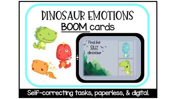 Preview of Dinosaur Emotions - Digital Task Cards with Boom cards