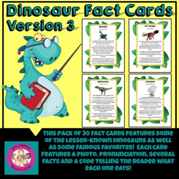 Preview of Dinosaur Fact Cards:  Version 3