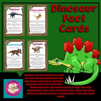 Preview of Dinosaur Fact Cards for Kids