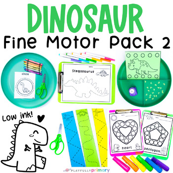 Preview of Dinosaur Fine Motor Work Centers - Preschool Dinosaur Theme Printables
