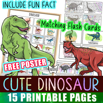 Preview of Dinosaur Flash Cards Alphabet Learning Fun Facts Activities Kindergarten