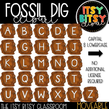 Preview of Dinosaur Fossil Dig Letter Tile Clipart Dinosaur Clipart Itsy Bitsy Clipart