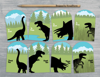 Dinosaur Birthday Thank You Labels, Dinosaur Party Labels