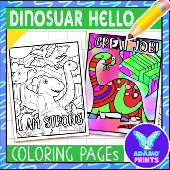 Preview of Dinosaur Hello Coloring & Writing Pages Activities Poster Bulletin Board Idea