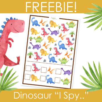 Preview of Dinosaur "I Spy...", Preschool, Kindergarten Activity, Free Printable