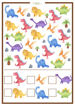 Dinosaur "I Spy...", Preschool, Kindergarten Activity, Free Printable