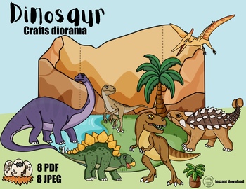 Preview of Dinosaur Kids Craft Create a Diorama with Printable Template