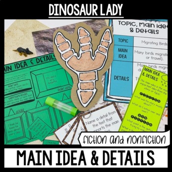 Preview of Dinosaur Lady Reading Comprehension Activities Main Idea and Supporting Details