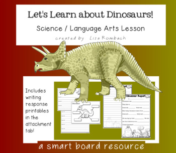Preview of Dinosaur Lang Arts & Science Unit SmartBoard Lessons Primary Grades