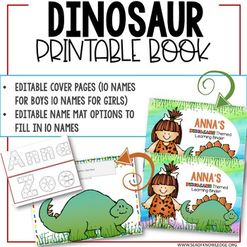 dinosaur printable learning busy book preschool age 3 5 editable