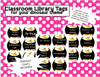 Preview of Dinosaur Library Bin Labels