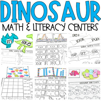 Preview of Dinosaur Math and Literacy Centers {CCSS}