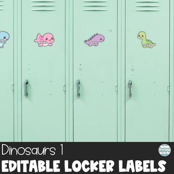 Preview of Dinosaur Locker Labels – Editable Name Tags for Cubbies or Coat Hooks