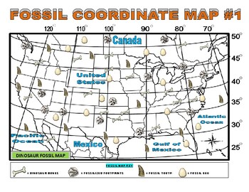 Preview of Dinosaur / Fossil Maps - Coordinate / Latitude / Longitude (Science / Geography)
