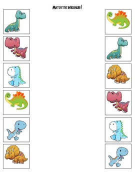 dinosaur matching worksheet by early childhood resource center tpt