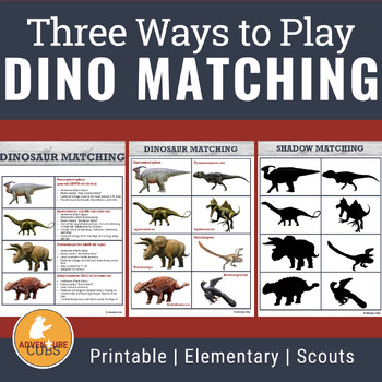 Preview of Dinosaur Matching Game w/ Descriptions | 3 Ways to Play