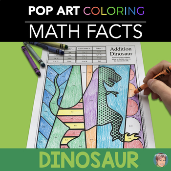 Preview of Dinosaur Math Fact Coloring Pages | Fun End of the Year Review Activity!