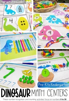 dinosaur math bundle numbers 0 to 20 centers worksheets by fairy